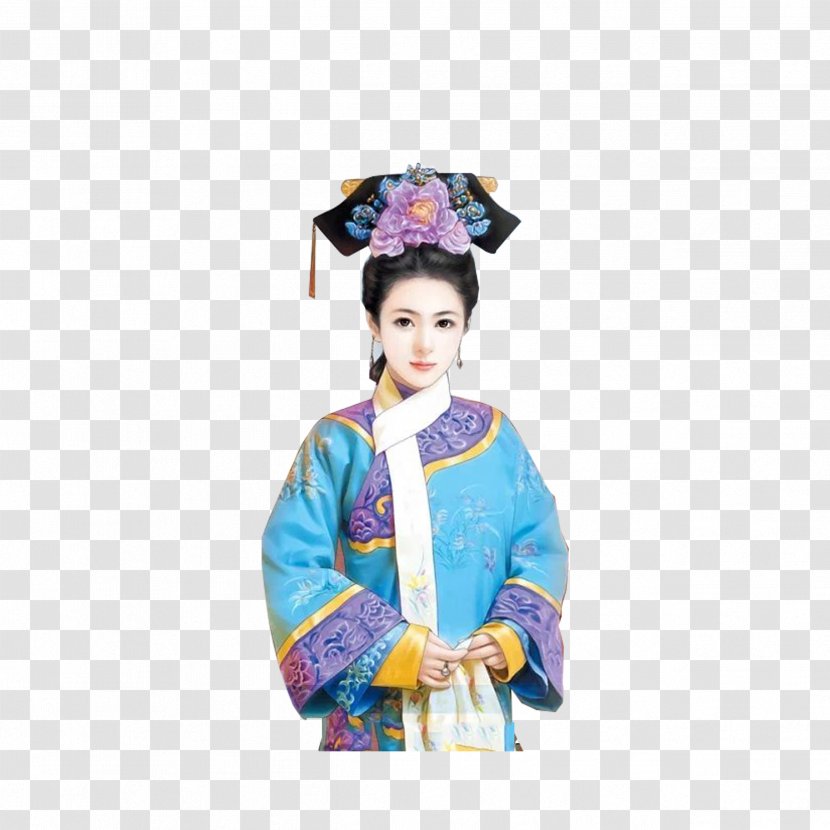 Qing Dynasty Baidu Tieba Painting Illustration - Outerwear - Palace Beauty Transparent PNG