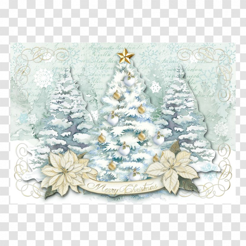Christmas Tree White Ornament Fir - Festive Greeting Card Transparent PNG