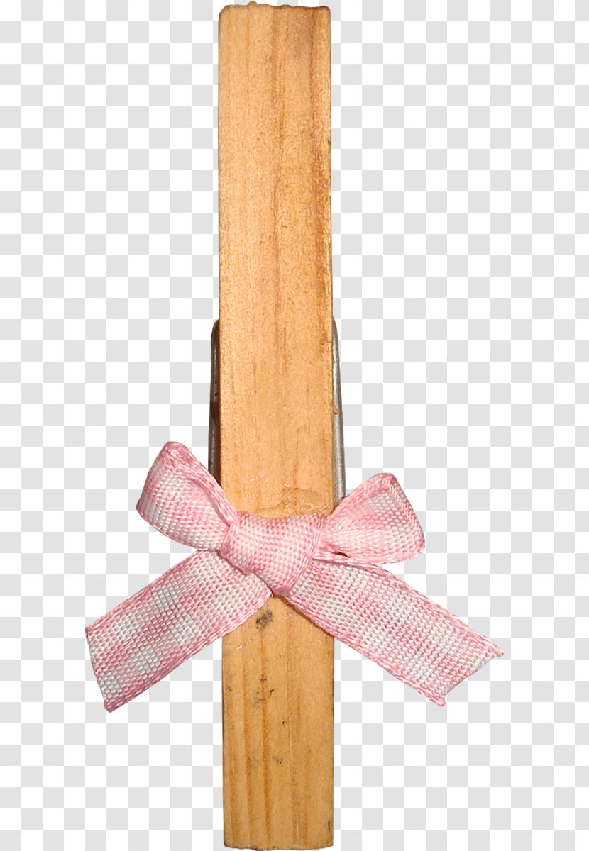 Pink - Wooden Bow Clip Transparent PNG