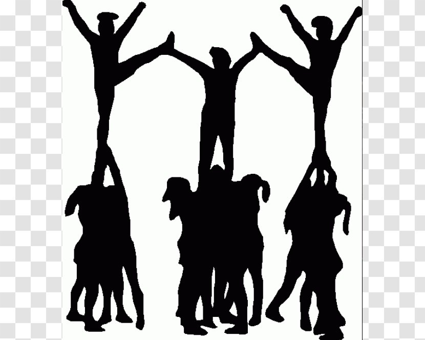 Cheerleading Stunt Silhouette Clip Art - Megaphone - Drawings Of Cheerleaders Transparent PNG