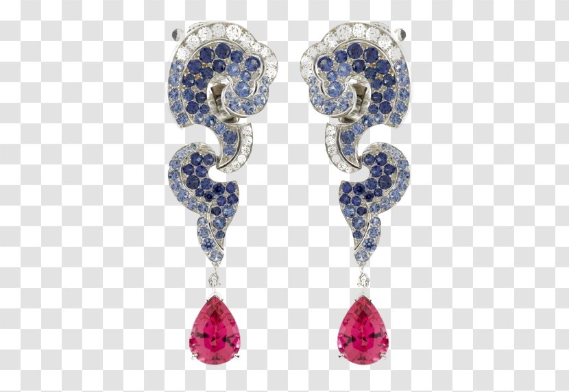 Earring Sapphire Jewellery Diamond Gemstone - Van Cleef Arpels - Ruby Brooch Transparent PNG