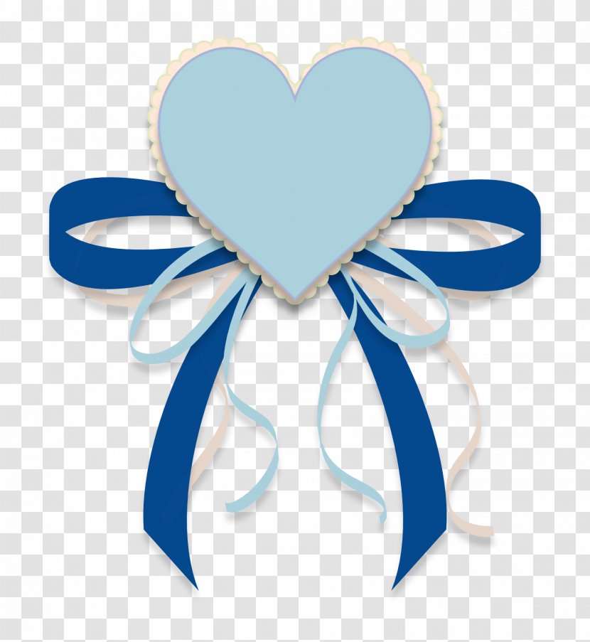 Ribbon And Heart Blue. - Pink - Azure Transparent PNG