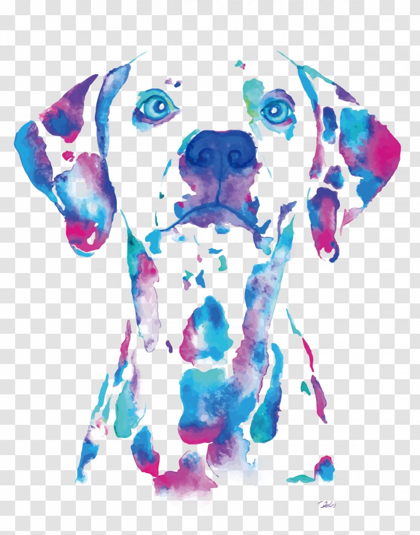 Dalmatian Dog Watercolor Painting Portrait - Vector Dotted Transparent PNG