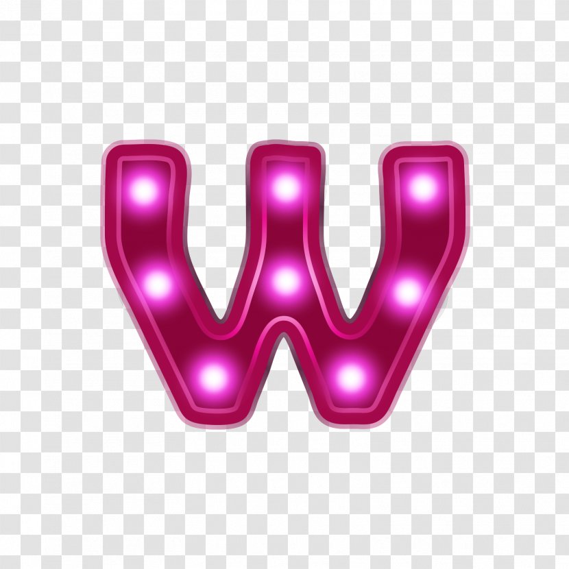 Letter W Light Alphabet Red - Watercolor - Neon Transparent PNG