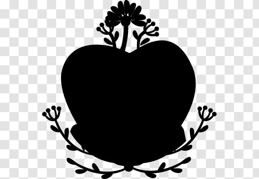 Clip Art Heart Flower Silhouette Leaf - Blackandwhite Transparent PNG