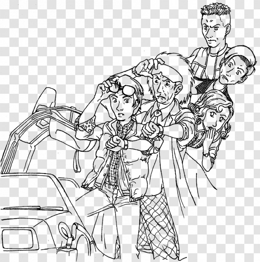 Marty McFly Dr. Emmett Brown Line Art Drawing Back To The Future - Mcfly Transparent PNG