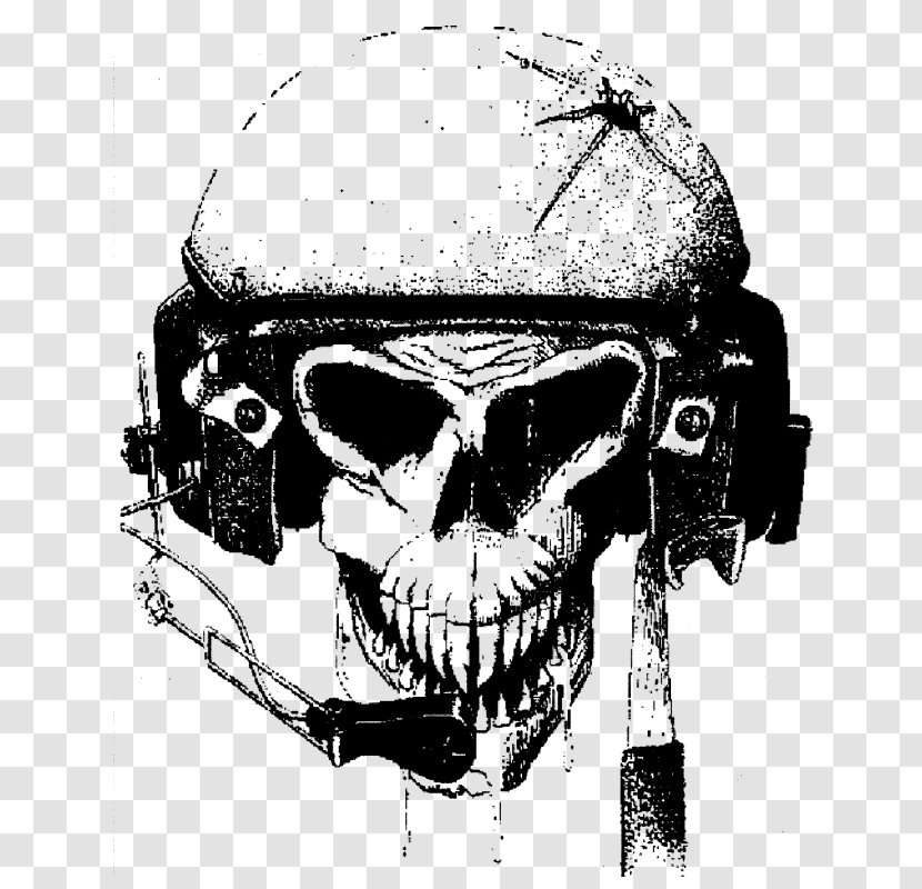 Skull Bone Army Military Drawing - Audio - Vector Transparent PNG