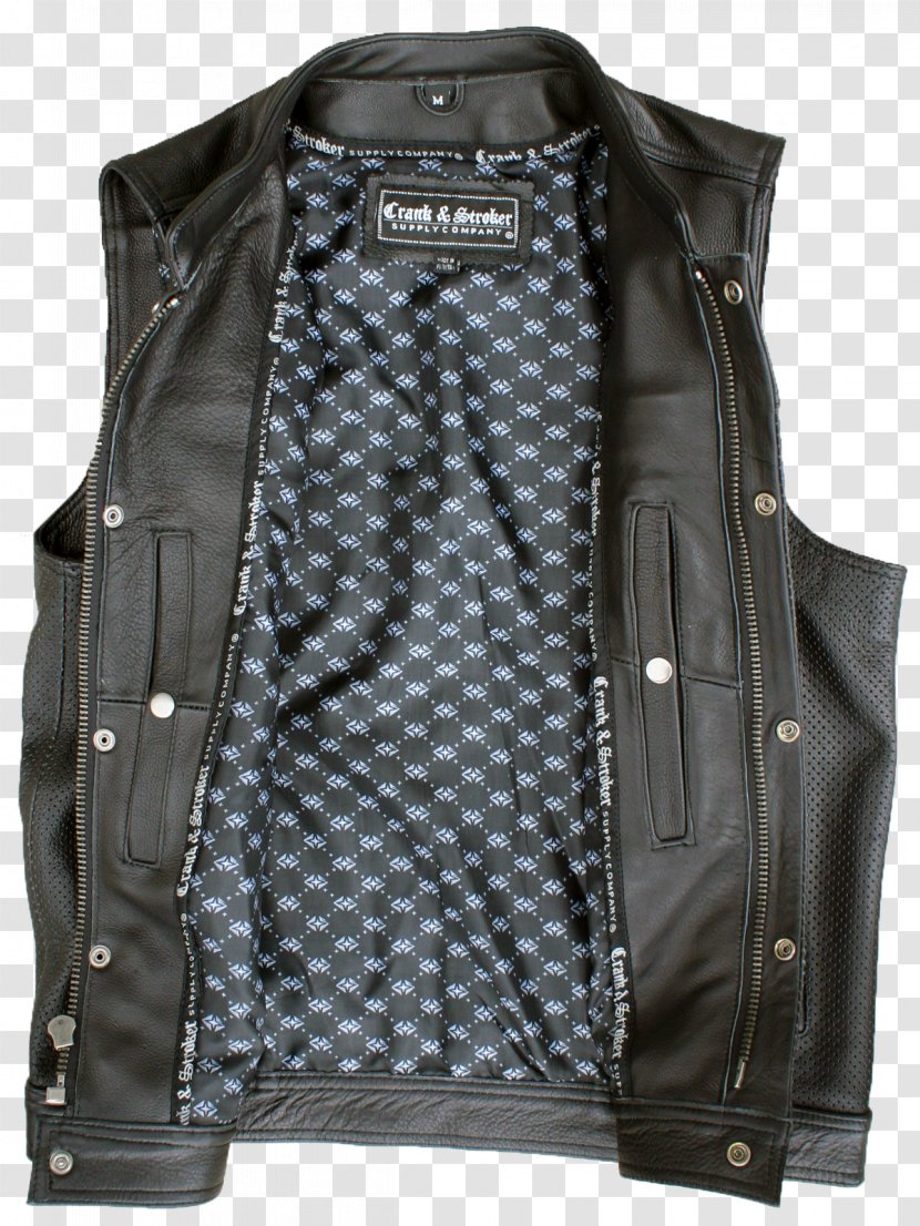 Leather Jacket Gilets Sleeve - Vest Transparent PNG