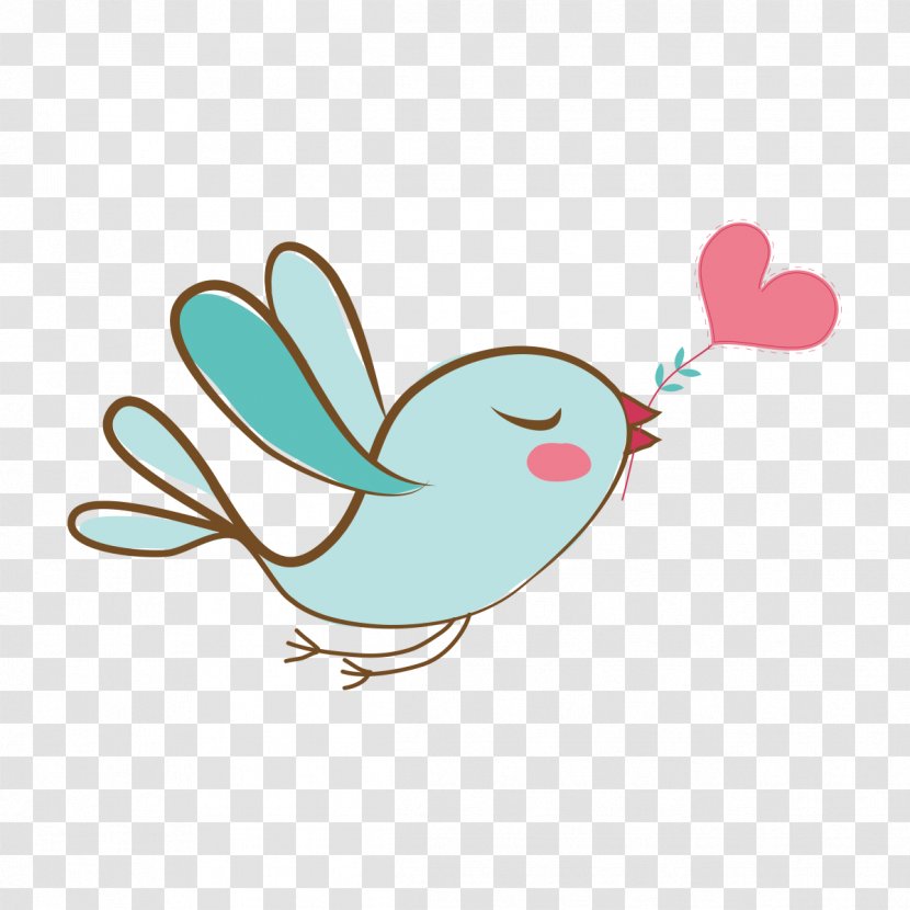 Bird Heart Clip Art - Watercolor - Cartoon Birds Transparent PNG