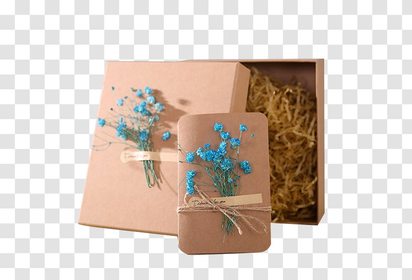 Box Kraft Paper Packaging And Labeling - Blue Floral Transparent PNG