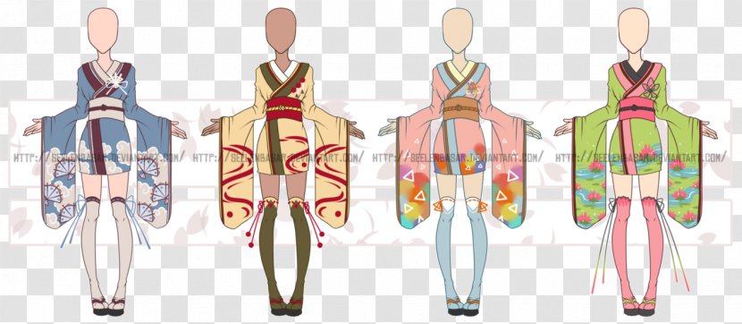 Kimono Clothing Dress Yukata - Drawing Transparent PNG