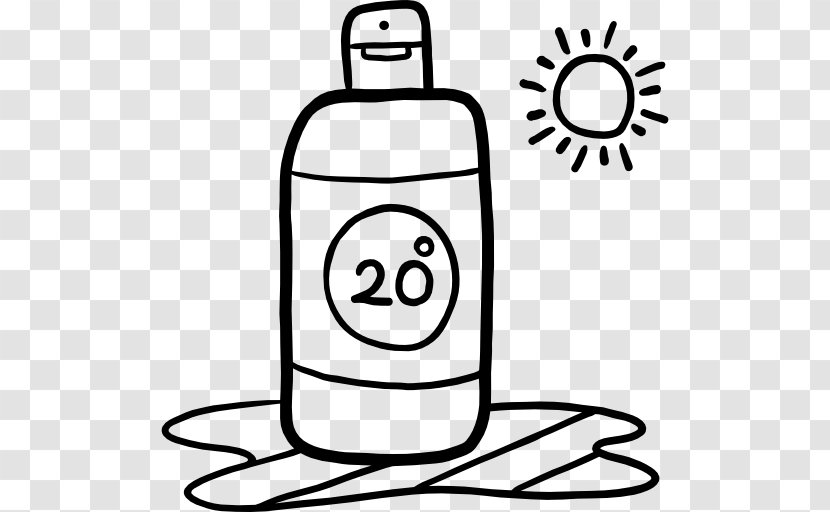 Sunscreen Lotion Black And White Cream Clip Art - Drawing - Hand Drawn Sun Transparent PNG