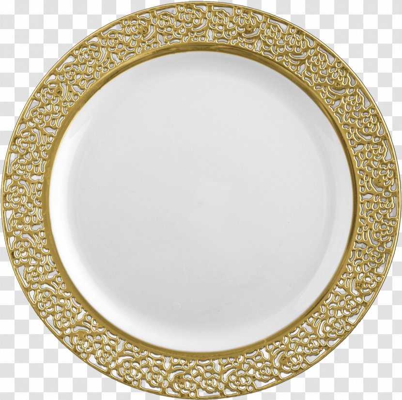 Plate Plastic Disposable Tableware Gold - Platter - Plates Transparent PNG