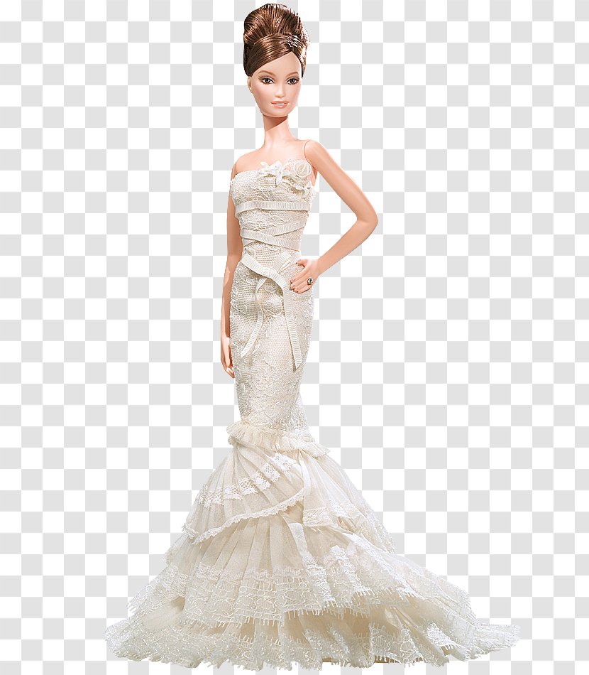 Vera Wang Bride: The Romanticist Barbie Doll #L9664 #L9652 Wedding Dress 2008 - Silhouette - 水果party Transparent PNG