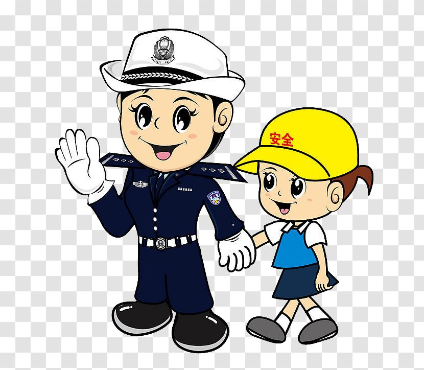 Safety Cartoon Police Officer Graphic Design - Human Behavior - Pretty Female Traffic Pull Children Transparent PNG