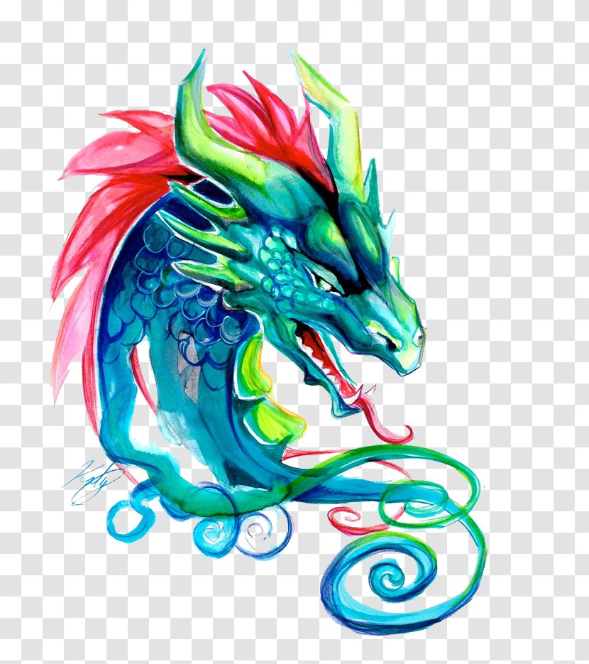 Dragon Drawing DeviantArt Color - Tattoo - Fantasy Illustration Image Transparent PNG