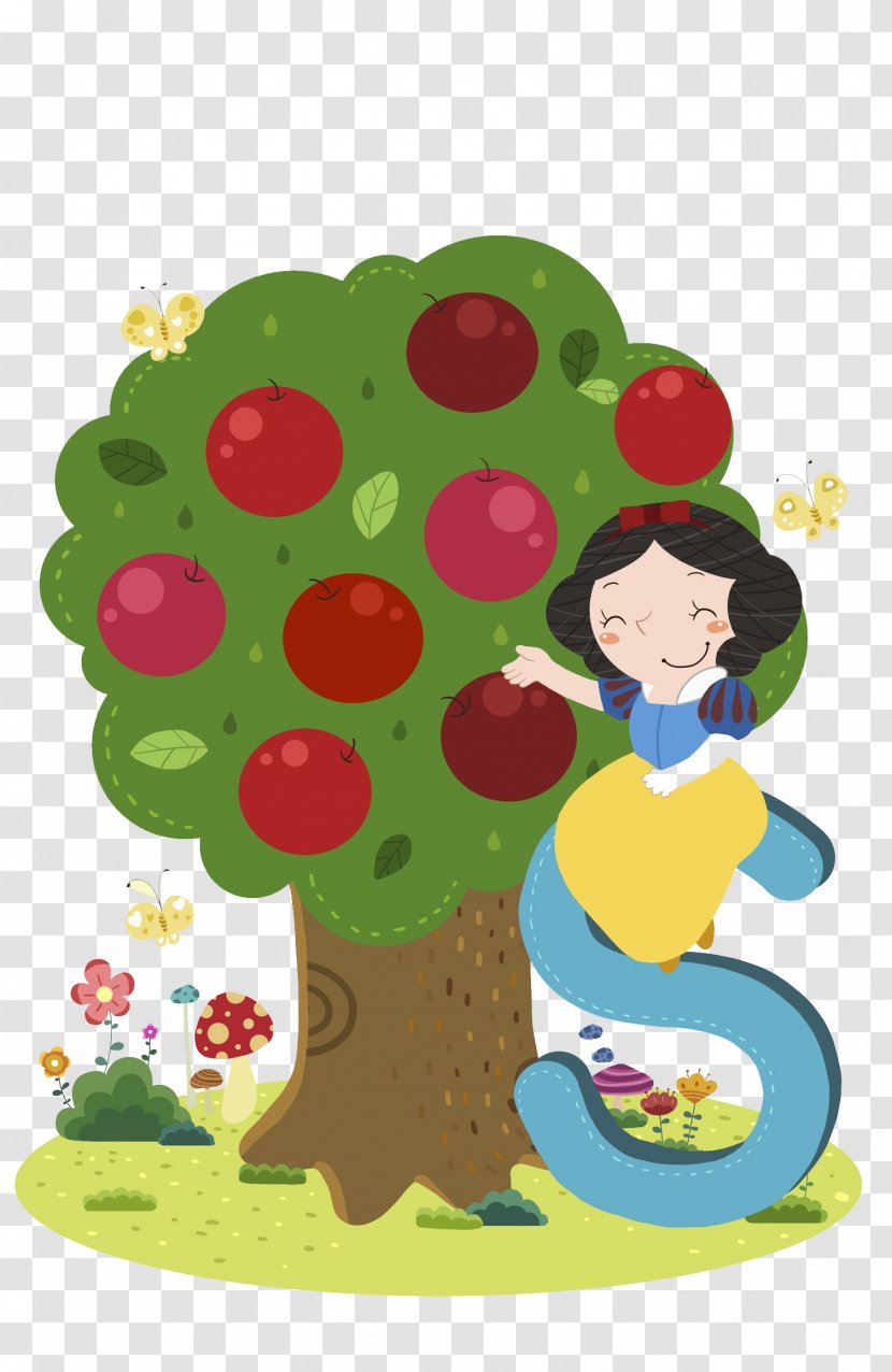 Snow White Apple Cartoon Illustration - Tree - Hand-painted Transparent PNG