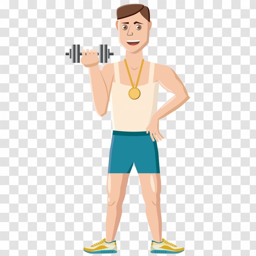 Cartoon Physical Fitness Barbell - Flower - The Boy Holding Transparent PNG