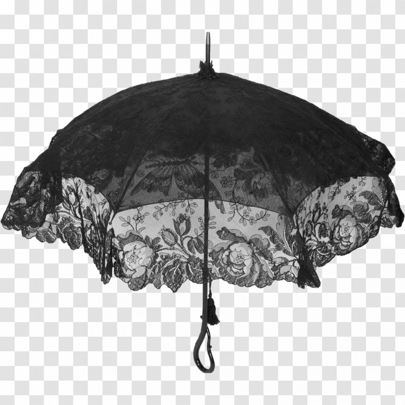 Victorian Era Umbrella Antique Mourning Lace - Chantilly Transparent PNG