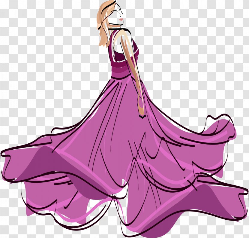 Fashion Show Model Convite Paper - Heart - Vector Beautiful Hand-painted Dress Transparent PNG