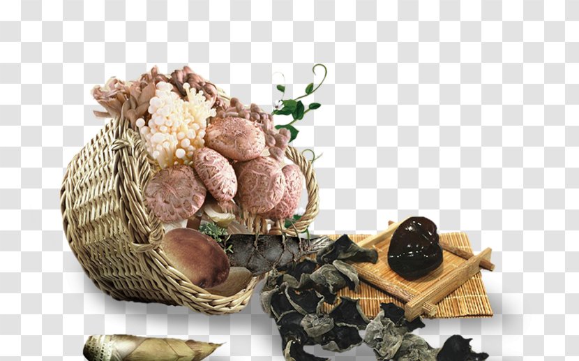 Bamboo And Wooden Slips Shiitake Chinoiserie - Advertising - Chinese Wind Basket Black Fungus Mushrooms Shoots Herbs Transparent PNG