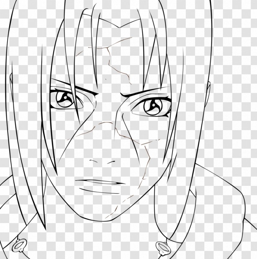 Itachi Uchiha Line Art Sasuke Drawing Black And White - Flower - Naruto Transparent PNG
