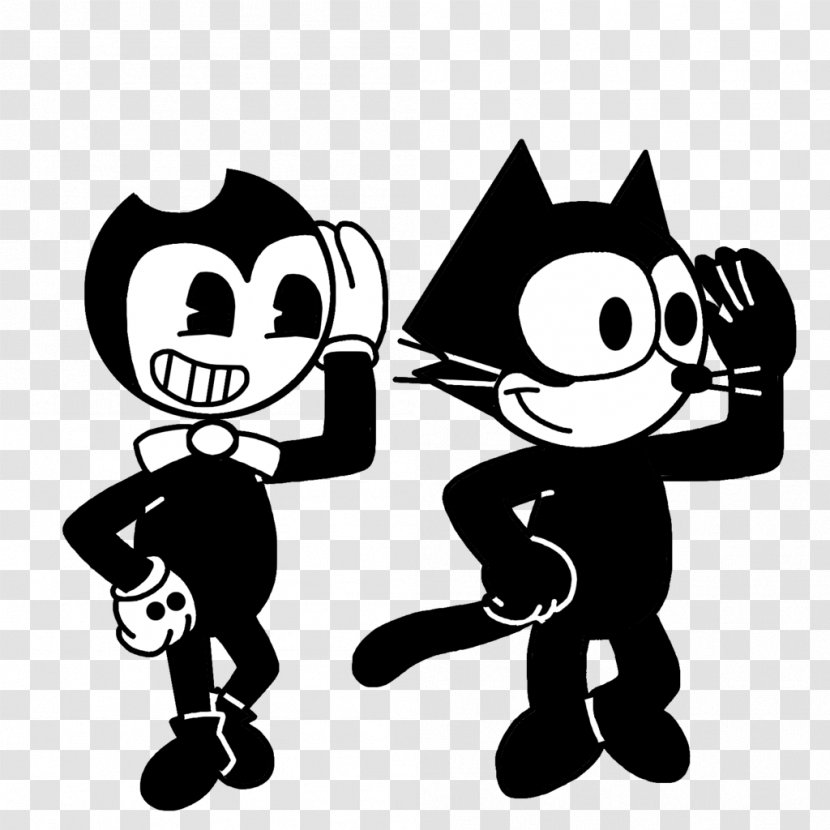 Felix The Cat Bendy And Ink Machine Oswald Lucky Rabbit Mickey Mouse - Monochrome Transparent PNG