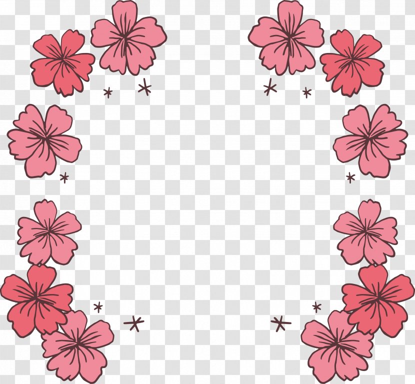 Pink Cherry Blossom Icon - Floristry - Hand Painted Border Transparent PNG