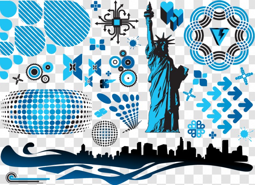 Download Adobe Illustrator Clip Art - Brand - Vector Blue Statue Of Liberty In New York Transparent PNG