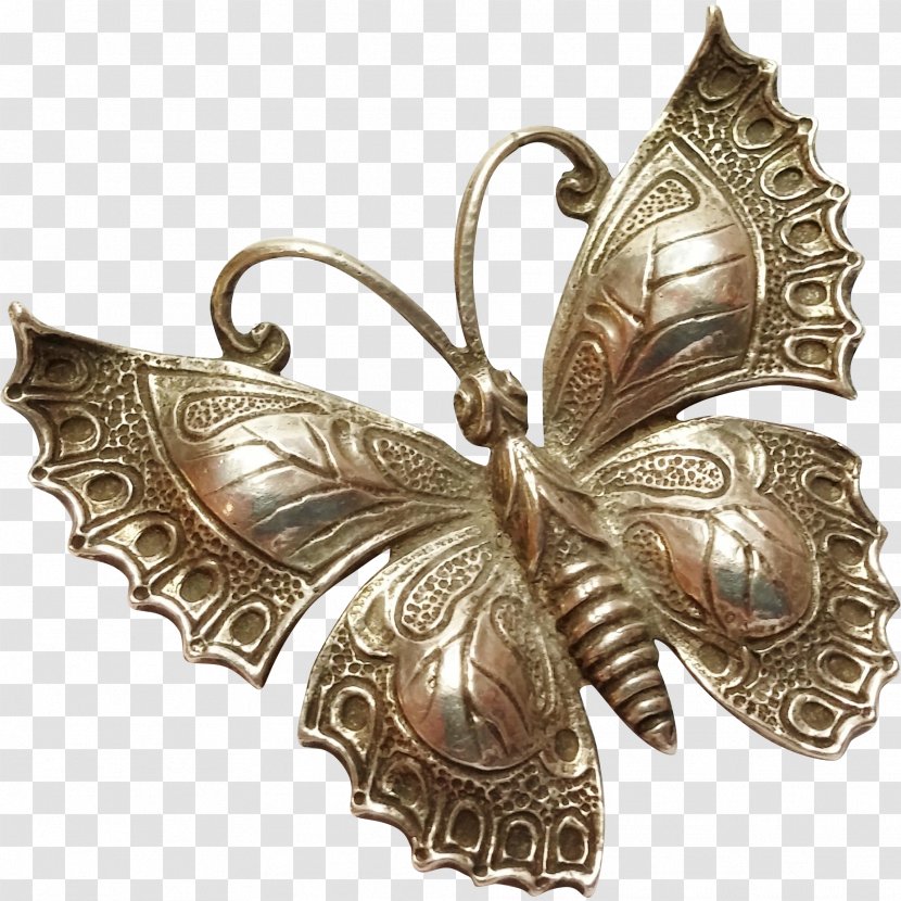 Butterfly Insect Pollinator Brooch 01504 - Brass Transparent PNG