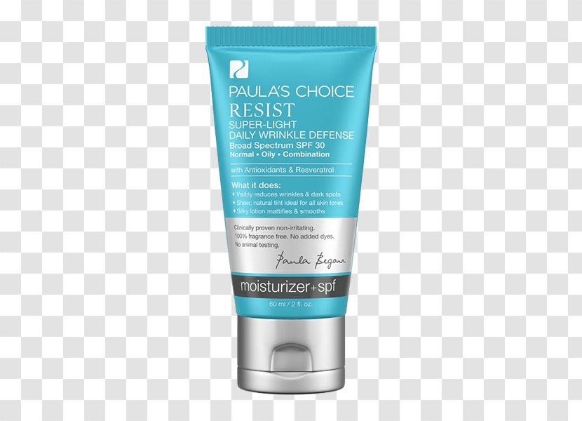 Sunscreen Paula's Choice Resist Super-Light Daily Wrinkle Defense SPF 30 Lotion Moisturizer - Skin - Aladin Lamp Transparent PNG