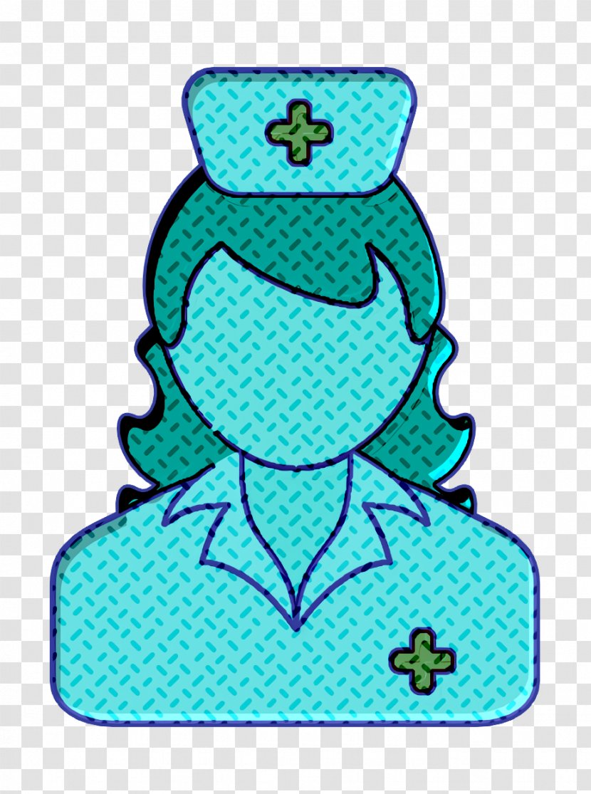 Nurse Icon Medical Elements - Line Art Teal Transparent PNG