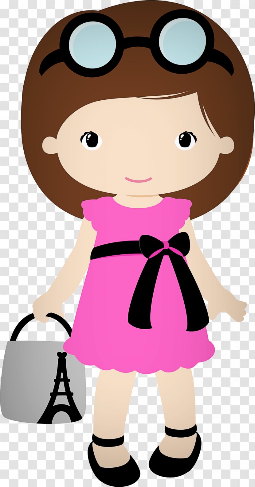 Cartoon Clip Art Pink Child Brown Hair - Toddler Transparent PNG