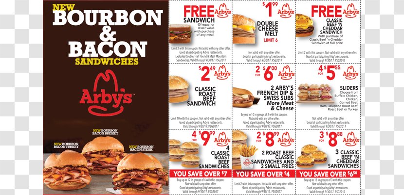Fast Food Arby's Coupon Advertising Restaurant - 2018 - Promo Flyer Transparent PNG