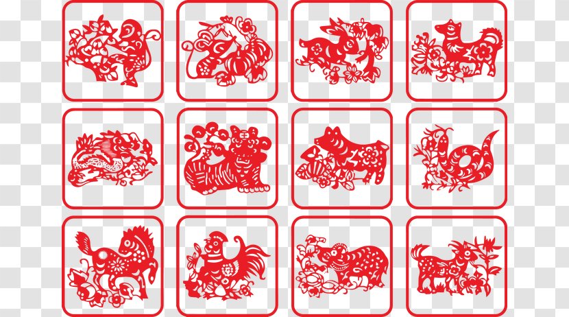 Chinese Zodiac Art Papercutting - Red Seal Transparent PNG