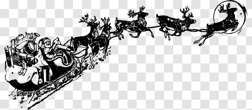 Santa Claus Reindeer Clip Art Sled - Sleigh Transparent PNG