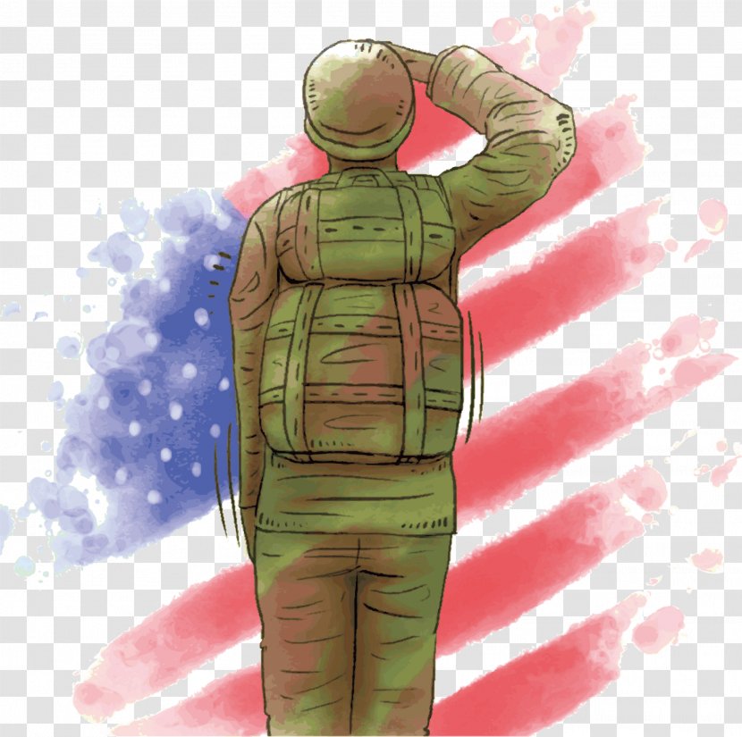 United States Soldier Salute Silhouette - Outerwear - Green Soldiers Transparent PNG
