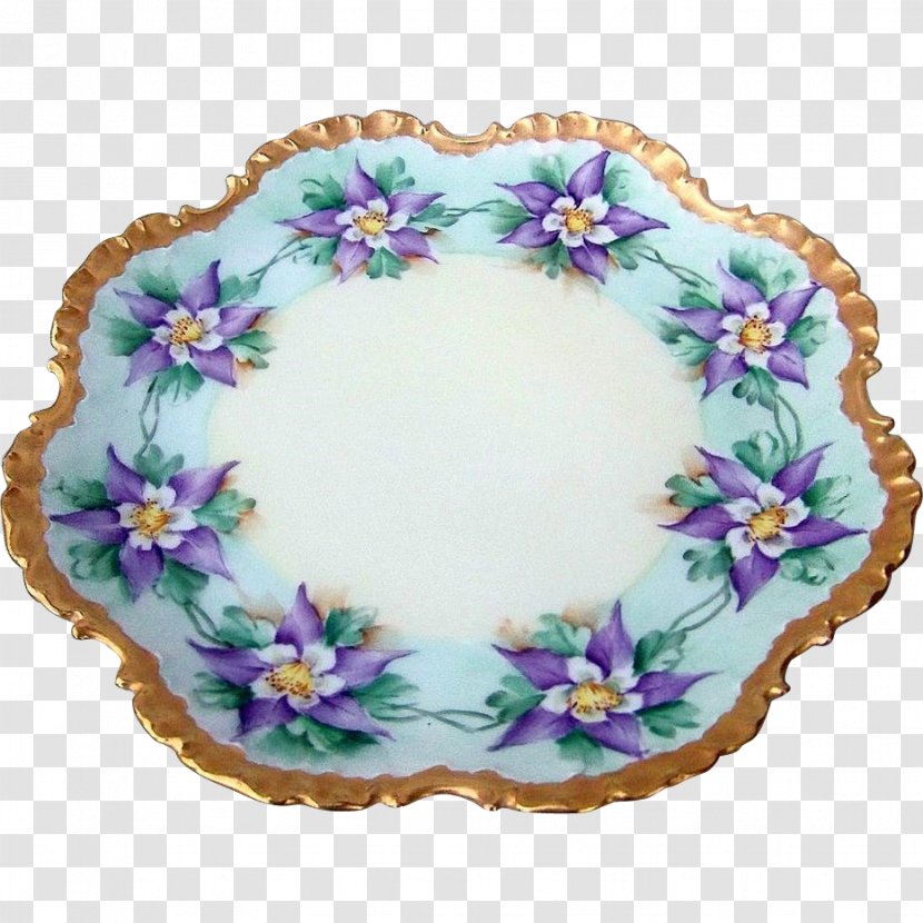 Plate Porcelain Purple - Tableware - Hand-painted Flower Material Transparent PNG