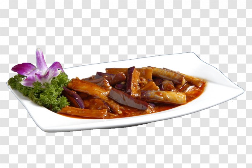 Chinese Cuisine Fried Eggplant With Chili Sauce Braising - Braised Transparent PNG