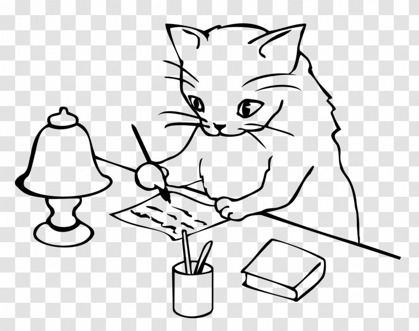 Cat Writing Writer Letter Book - Heart Transparent PNG