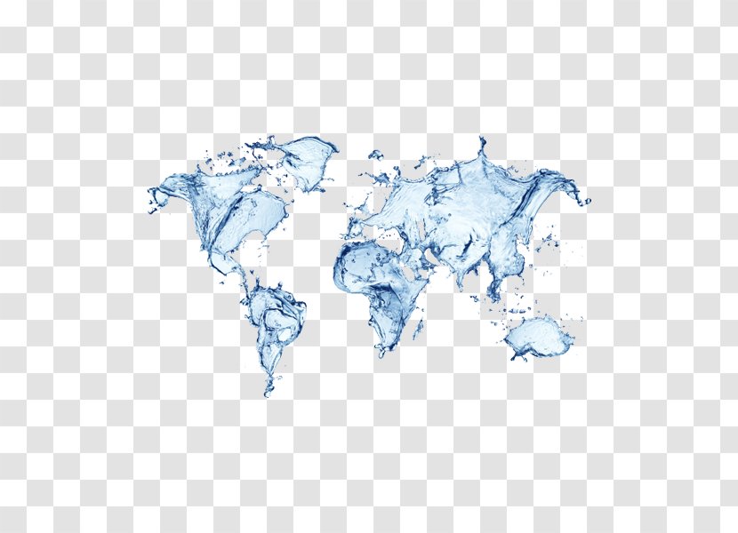 World Water Day Globe Map - Scarcity - Blue Drops Element Sprint Transparent PNG