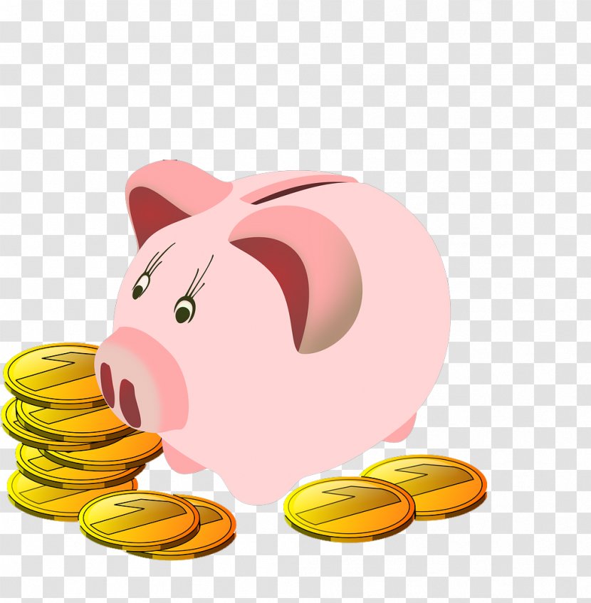 Coin Piggy Bank Clip Art - Gold - Cute Cartoon Save Transparent PNG