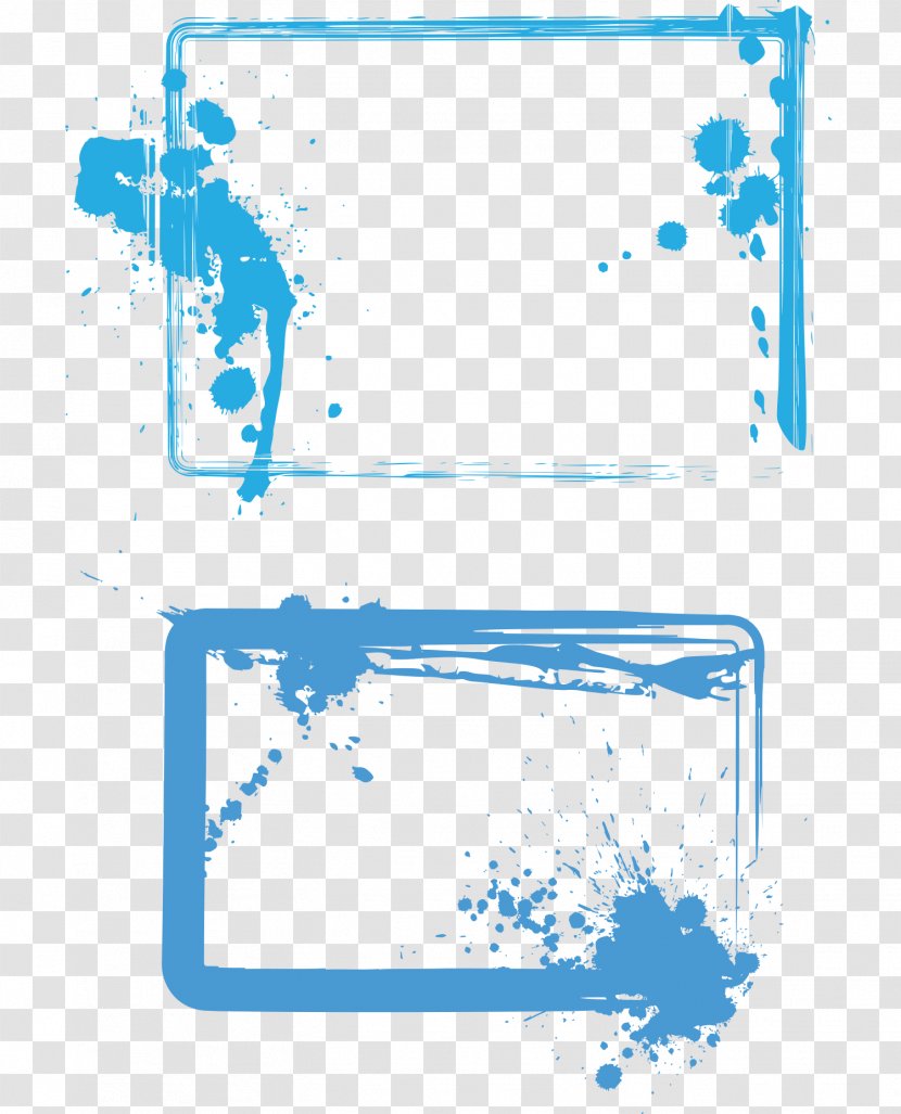 Ink - Text - Blue Green Frame Vector Transparent PNG