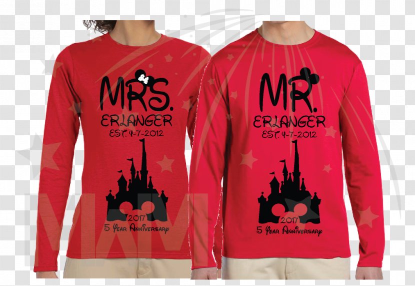 T-shirt Mickey Mouse Minnie Sleeve - Surname Transparent PNG