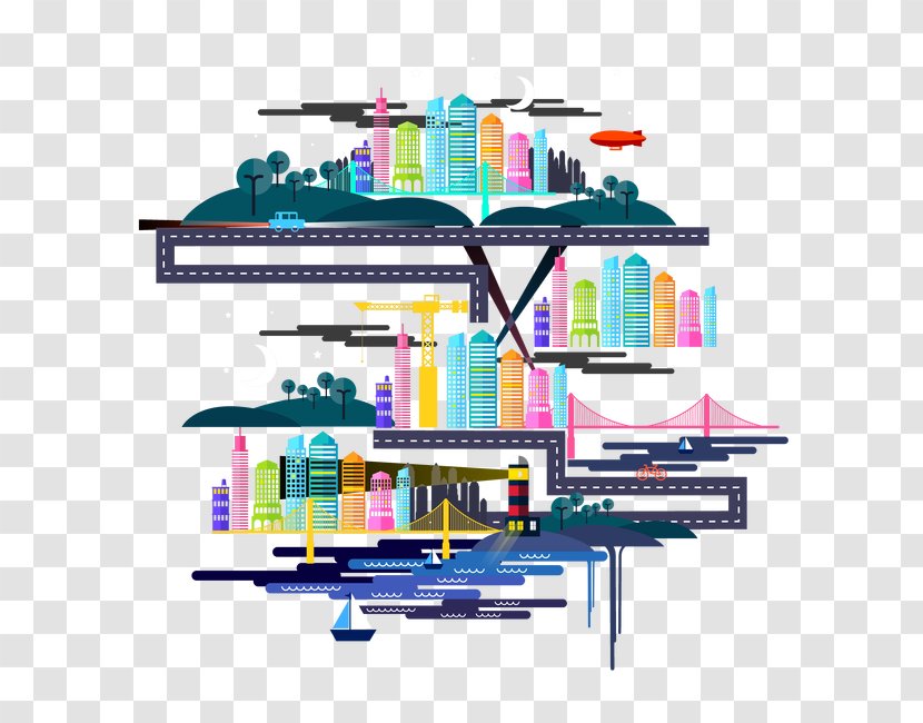 Graphic Design Building Drawing - Highrise - Abstract City Vector Material Transparent PNG