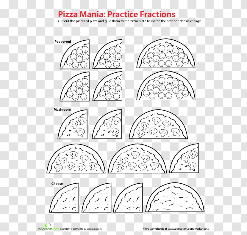 Pizza Fractions Fraction Pizzas Mathematics - Silhouette - Guided Reading Goals Objectives Transparent PNG