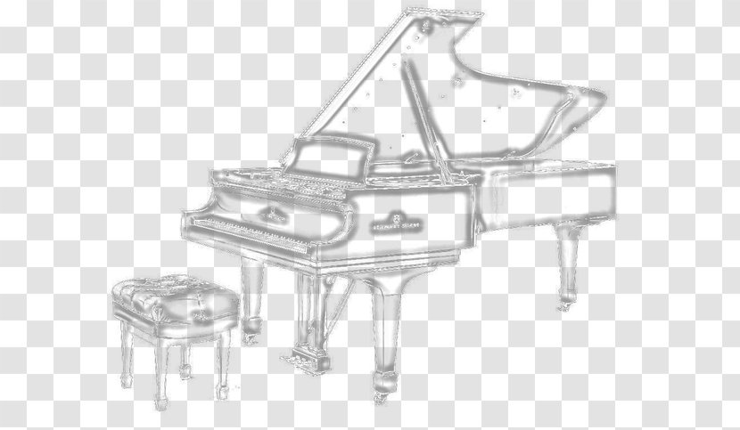 Table Chair Black And White Garden Furniture - Cartoon - Piano Transparent PNG