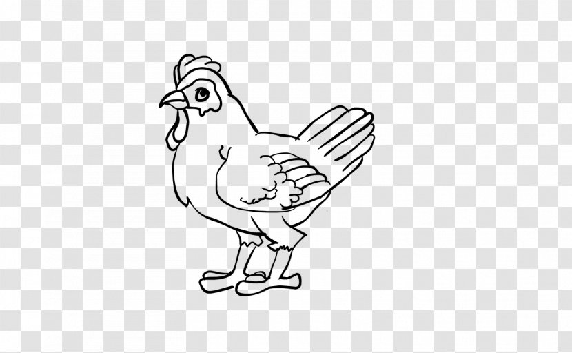 Rooster Chicken Line Art Drawing Clip - Black And White Transparent PNG