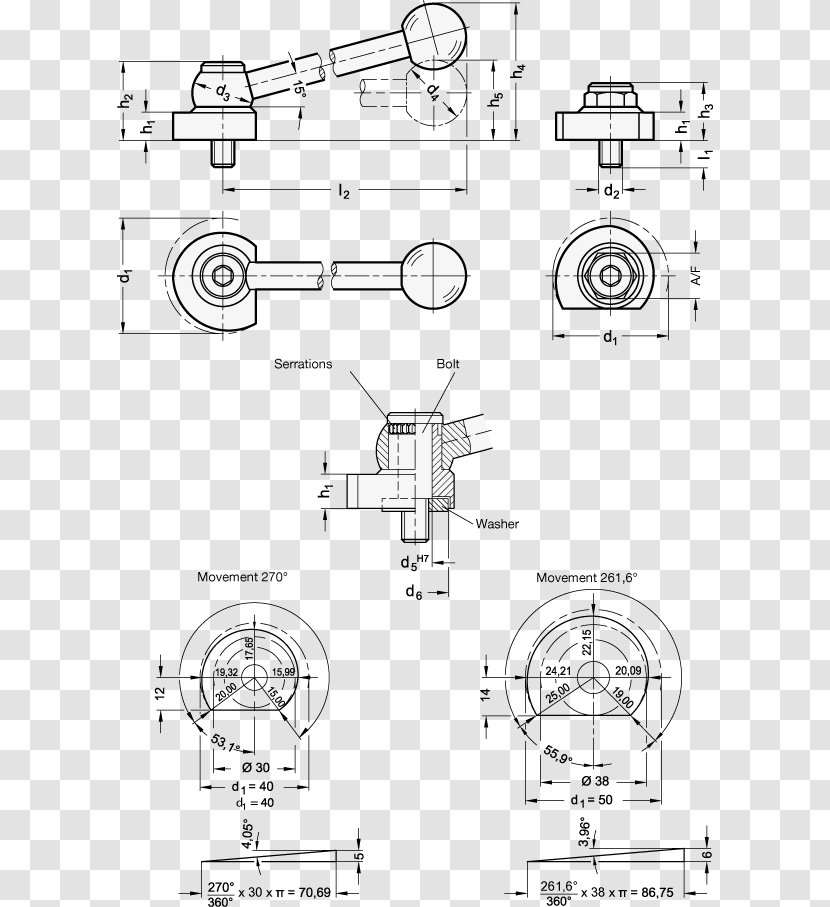 Technical Drawing Machine Element Bolt - Engineering - Hexagon Transparent PNG