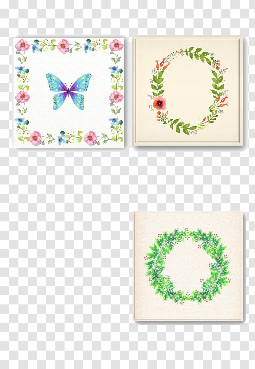 Wreath Pattern - Template - Hand-painted Garland Plants Transparent PNG
